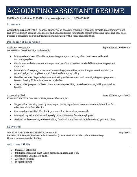 Senior Accounting Assistant Resume Samples 